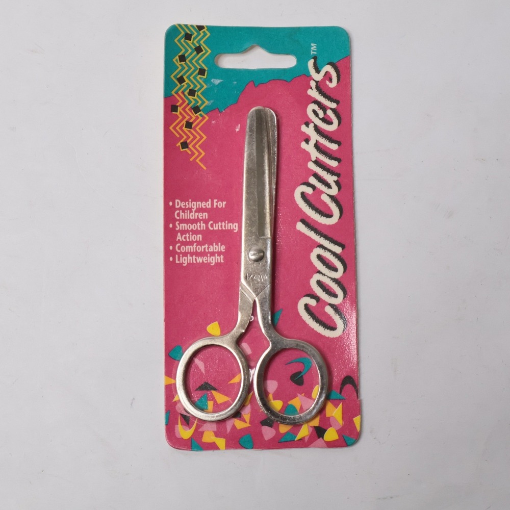VTG 90s Cool Cutters Silver Tone Kids Safety Scissors Rounded Edge 4.5" NEW